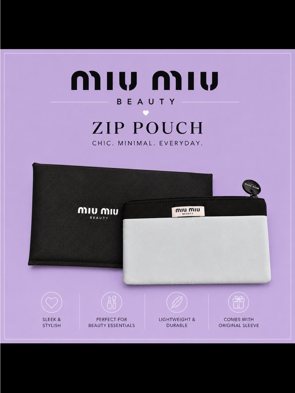 Miu Miu Beauty Zip Pouch with Protective Soft Sleeve.  New-  great present